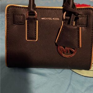 Michael Kors Black and Gold Satchel